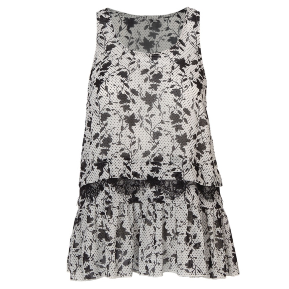 CAbi Monochrome Floral Lace Tank Top (Everything Top)
